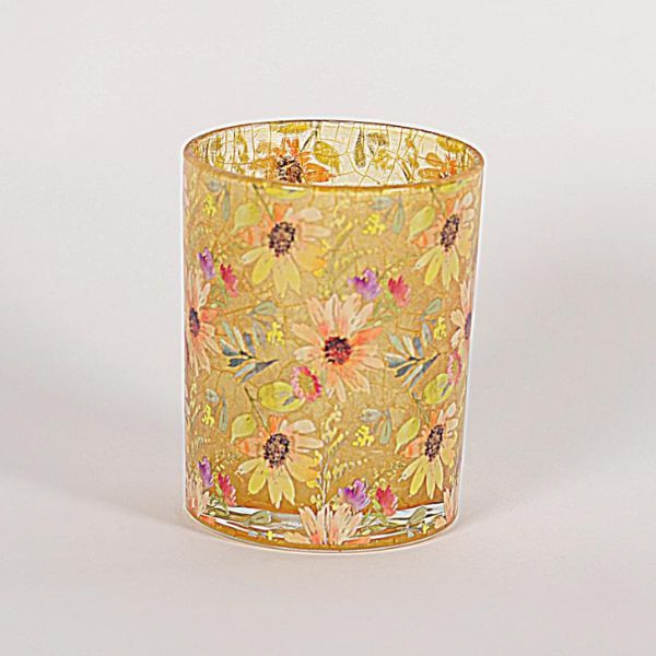 Glas zonnebloem motief - 12,5cm