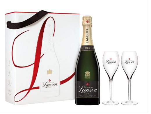 Champagne  brut Lanson 'Le Black Creation - Giftbox + 2 glazen
